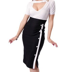Rock Steady Sarina pin up rockabilly fifties pencil midi skirt sz XL